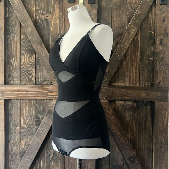 V-Neck Bodysuit Tummy Control Mesh Cross Slim Belly Body Shaper Waist Trainer - Picture 8 of 16